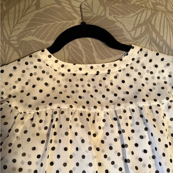 LC Lauren Conrad White Polka Dot Blouse - Picture 6 of 10